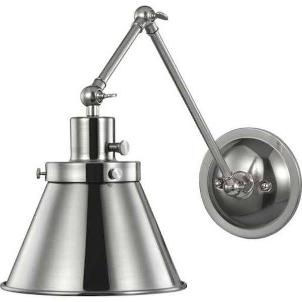 1 Light 120 volt Brushed Nickel Steel Shade Swing Arm Light Fixture