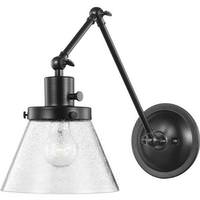 Progress Lighting 1 Light 120 volt Matte Black Clear Seeded Glass Shade Swing Arm Light Fixture