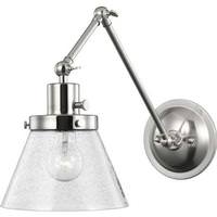 Progress Lighting 1 Light 120 volt Brushed Nickel Clear Seeded Glass Shade Swing Arm Light Fixture