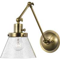 Progress Lighting 1 Light 120 volt Vintage Brass Clear Seeded Glass Shade Swing Arm Light Fixture