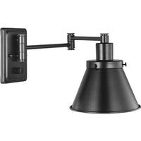 Progress Lighting 1 Light 120 volt Matte Black Steel Shade Swing Arm Light Fixture