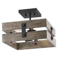 Progress Lighting 2 Light Black Etched Aged Oak Accents Ceiling Light Fixture