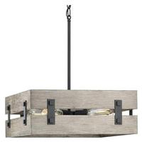 Progress Lighting 4 Light Textured Black Aged Oak Pendant Light Fixture