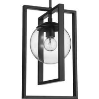 Progress Lighting 1 Light Matte Black Clear Glass Round Pendant Light Fixture