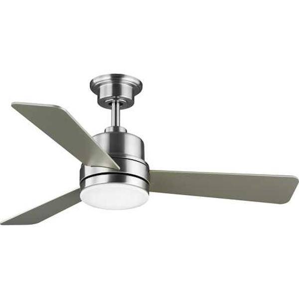 44" Brushed Nickel 3 Silver Blade Remote Control LED Ceiling Fan