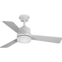 Progress Lighting 44" White 3 Silver Blade Remote Control LED Ceiling Fan