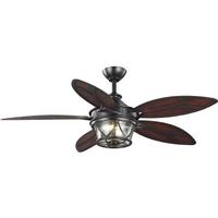 Progress Lighting 54" 2 Lamp Architectural Bronze 5 Dark Bamboo Blade Indoor/Outdoor LED Ceiling Fan