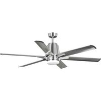 Progress Lighting 60" Brushed Nickel 6 Blade Remote Control Indoor/Outdoor LED Ceiling Fan