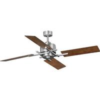 Progress Lighting 56" Antique Nickel 4 Classic Walnut/Driftwood Blade Remote Control Indoor Ceiling Fan