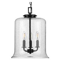Progress Lighting 3 Light Matte Black Clear Glass Shade Pendant Light Fixture