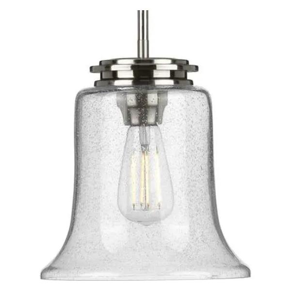 1 Light Brushed Nickel Clear Glass Shade Pendant Light Fixture