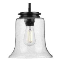 Progress Lighting 1 Light Matte Black Clear Glass Shade Pendant Light Fixture