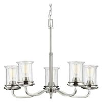 Progress Lighting 5 Light Brushed Nickel Clear Seeded Glass Shade Chandelier Light Fixture