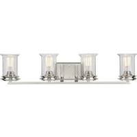 Progress Lighting 4 Light 120 volt Brushed Nickel Vanity Clear Seeded Glass Light Fixture