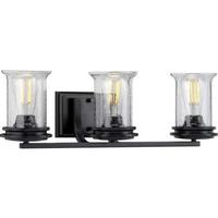 View 3 Light 120 volt Matte Black Vanity Clear Seeded Glass Light Fixture