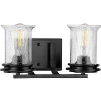 View 2 Light 120 volt Matte Black Vanity Clear Seeded Glass Light Fixture