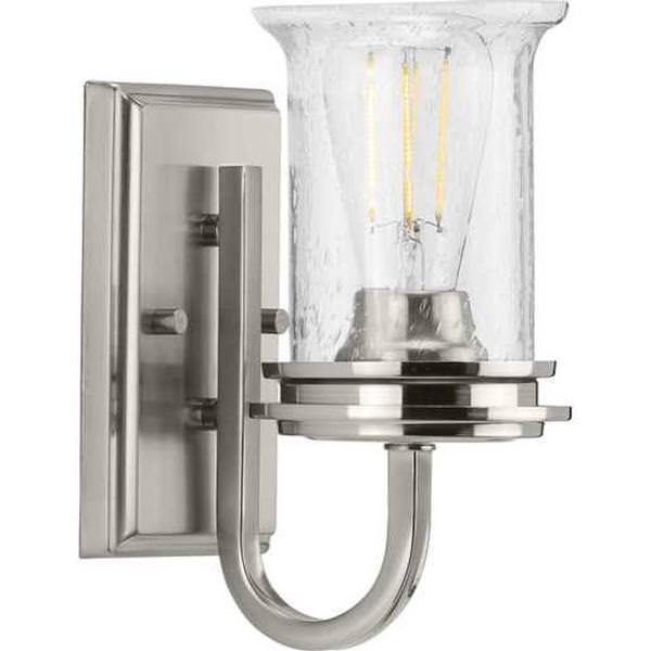 1 Light 120 volt Brushed Nickel Vanity Clear Seeded Glass Light Fixture