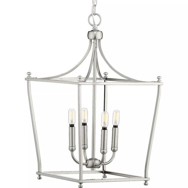 4 Light Brushed Nickel Finish Open Cage Design Pendant Light Fixture