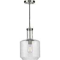Progress Lighting 1 Light Brushed Nickel Clear Glass Shade Dimmable Pendant Light Fixture