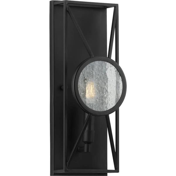 1 Light Black Clear Seeded Glass Farmhouse Style Light Fixture
