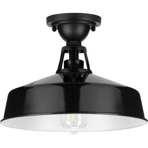 1 Light Gloss Black Semi-Flush Mount Cedar Springs Wall Light Fixture