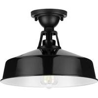 View 1 Light Gloss Black Semi-Flush Mount Cedar Springs Wall Light Fixture