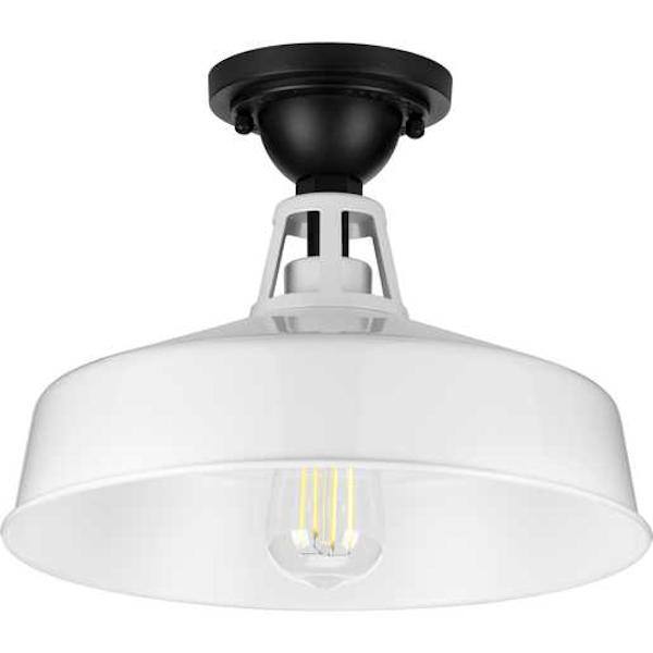 1 Light White Semi-Flush Mount Cedar Springs Wall Light Fixture