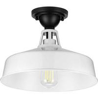 View 1 Light White Semi-Flush Mount Cedar Springs Wall Light Fixture