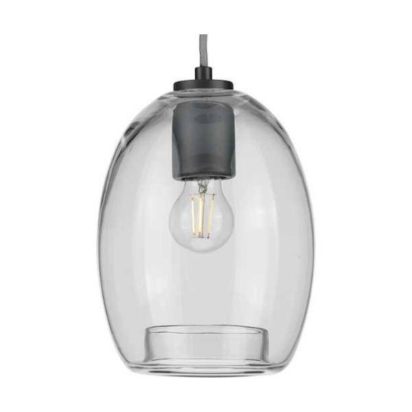 1 Light Graphite Clear Glass Shade Pendant Light Fixture