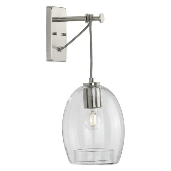 1 Light 120 volt Brushed Nickel Vanity Clear Glass Bell Light Fixture