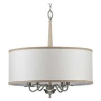 Progress Lighting 4 Light Brushed Nickel Wood Accents Sailcloth Linen Shade Chandelier Light Fixture