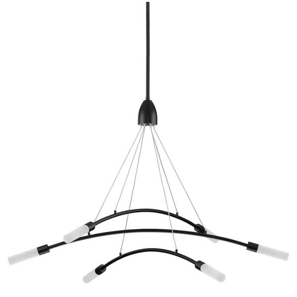 6 Light 25 watt 3000K Natural White Matte Black Frosted Acrylic Dimmable LED Chandelier