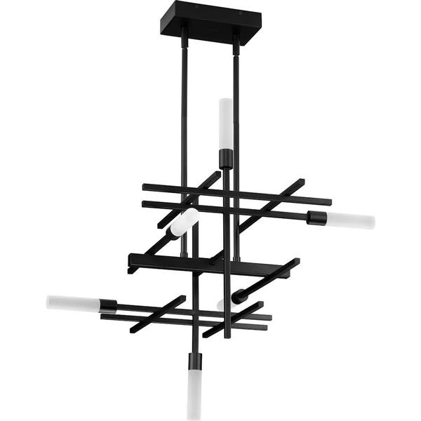 6 Light 24 watt 3000K Natural White Matte Black Dimmable LED Chandelier