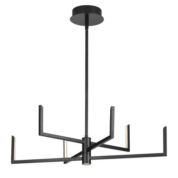 6 Light 25 watt 3000K Natural White Matte Black Dimmable LED Chandelier