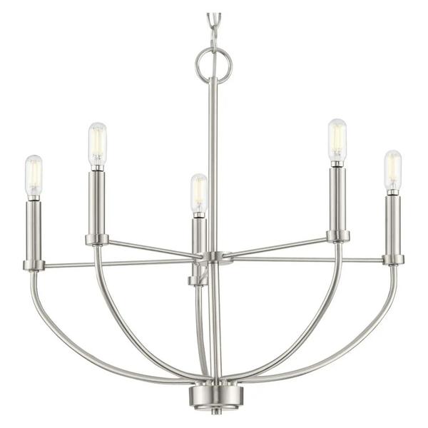 5 Light Brushed Nickel Traditional Style Chandelier Light Fixture