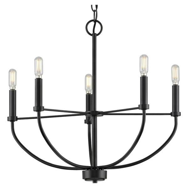 5 Light Matte Black Traditional Style Chandelier Light Fixture