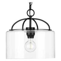 Progress Lighting 1 Light Matte Black Clear Glass Shade Pendant Light Fixture