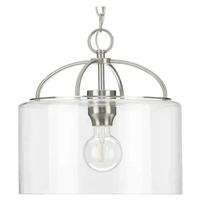 Progress Lighting 1 Light Brushed Nickel Clear Glass Shade Pendant Light Fixture