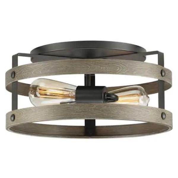 2 Light 120 volt Graphite and Weathered Gray Ceiling Light Fixture