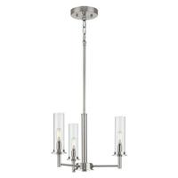 Progress Lighting 3 Light Brushed Nickel Clear Glass Shade Semi-Flush or Hanging Pendant Chandelier Light Fixture