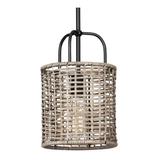 1 Light Matte Black Mocha Accent Dimmable Pendant Light Fixture