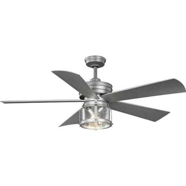 56" Galvanized 2 Lamp 5 Blade Remote Control Ceiling Fan