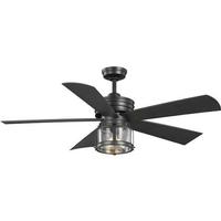 Progress Lighting 56" Blistered Iron 2 Lamp 5 Blade Remote Control Ceiling Fan