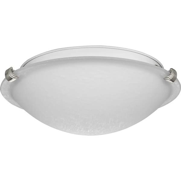 2 Light Brushed Nickel Finish Etched Linen Glass Ceiling Mount Light Fixture