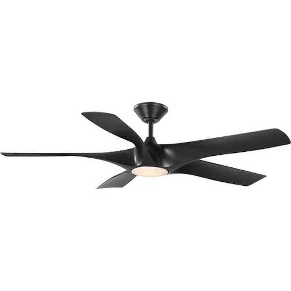 60" Black 5 Blade Built-In Wifi Control Remote Control LED Ceiling Fan