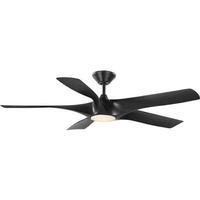 Progress Lighting 60" Black 5 Blade Built-In Wifi Control Remote Control LED Ceiling Fan
