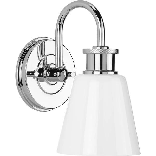 1 Light 120 volt Polished Chrome Vanity Opal Glass Light Fixture