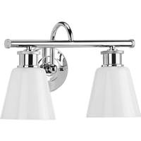 View 2 Light 120 volt Polished Chrome Vanity Opal Glass Light Fixture