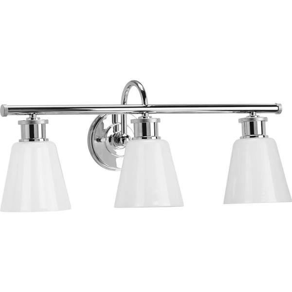 3 Light 120 volt Polished Chrome Vanity Opal Glass Light Fixture
