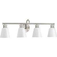 Progress Lighting 4 Light 120 volt Brushed Nickel Vanity Opal Glass Light Fixture